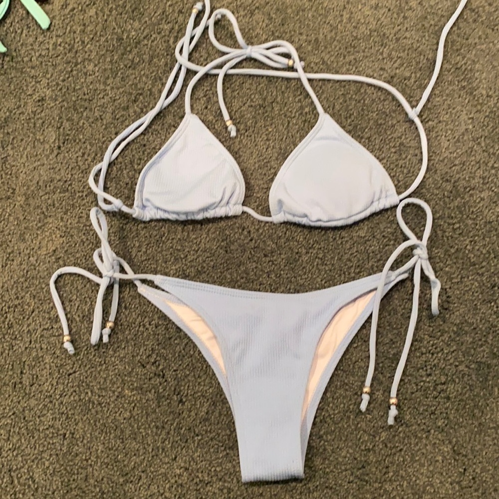 Blue string bikini